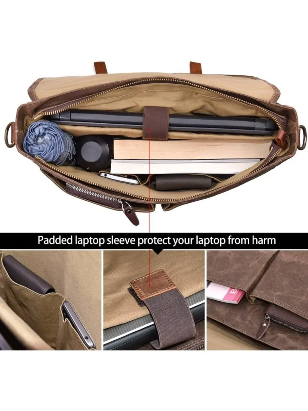 Vintage Waterproof Messenger Bag for 15.6